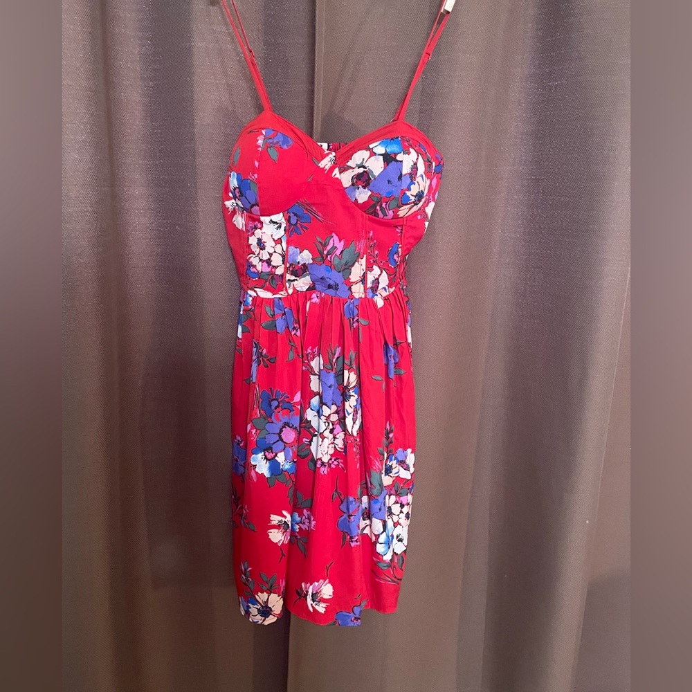 Spaghetti strap tropical mini-dress